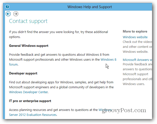 Póngase en contacto con los foros de soporte de Windows 8