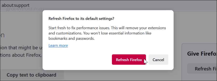 actualizar el mensaje de verificación de Firefox