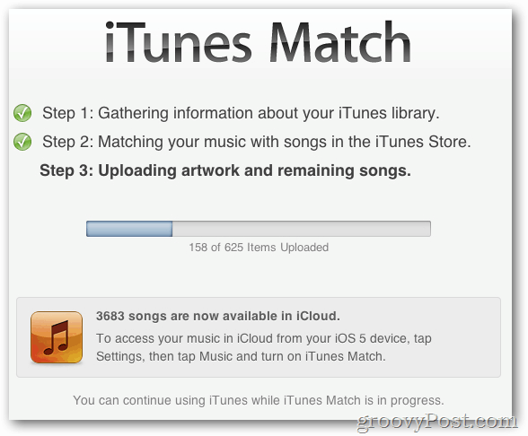 proceso de 3 pasos de iTunes Match