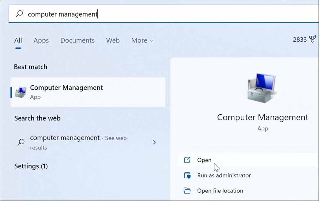 Administración de equipos abiertos Administración de discos abiertos en Windows 11