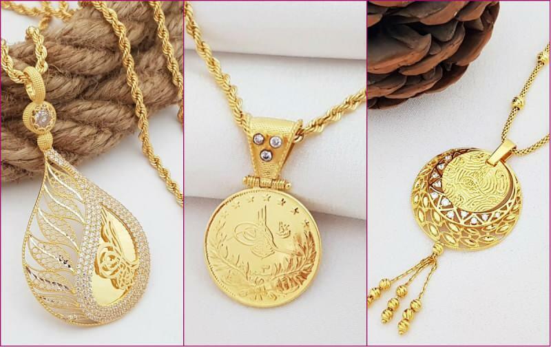 Los más bellos modelos de collar de oro con monograma 2021 precios de collar de oro con tugra