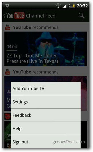 configuración de la nueva versión de YouTube para Android