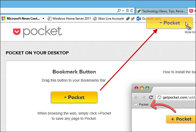 Cómo usar Pocket con Internet Explorer