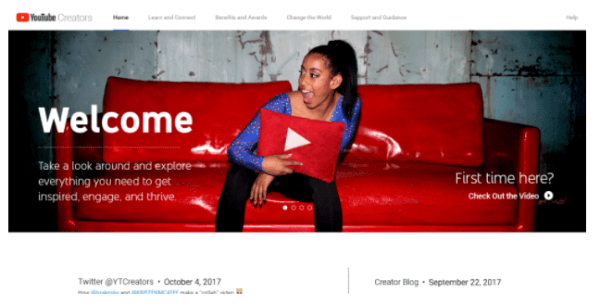 YouTube presentó un sitio web de nuevo diseño para el programa YouTube Creators.