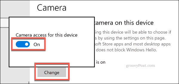 Deshabilitar el acceso a la cámara en Windows 10