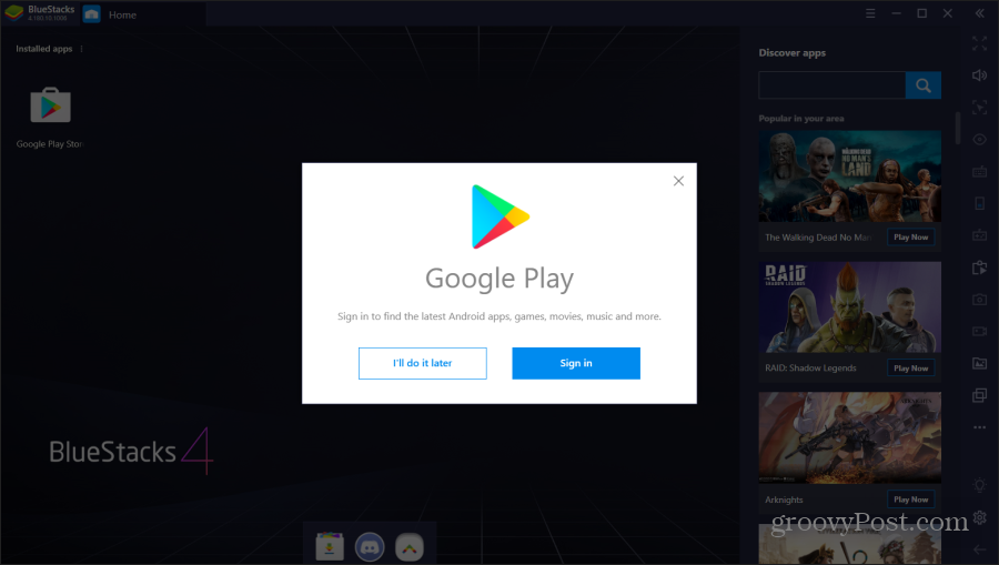 iniciar sesión en Google Play en bluestacks