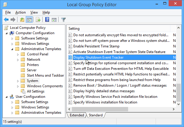Windows Shutdown Event Tracker supervisa los reinicios del sistema