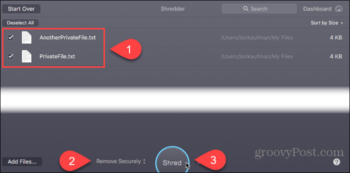 Seleccione Eliminar de forma segura y haga clic en Triturar en CleanMyMac 3