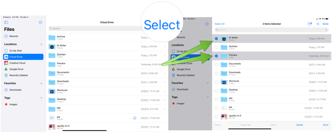 iPad seleccionar archivos para comprimir