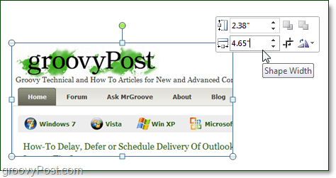Edición de una captura de pantalla de Office 2010 en Microsoft Word
