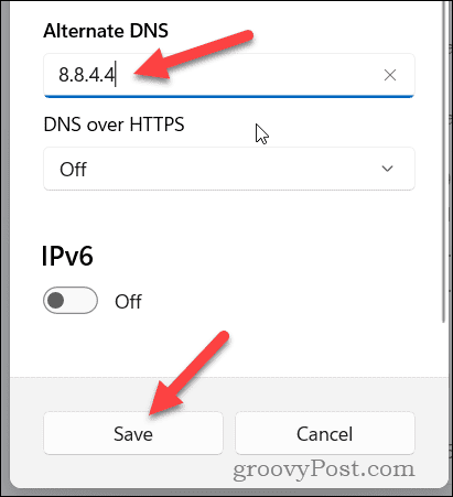 Establecer configuraciones de DNS alternativas en Windows 11