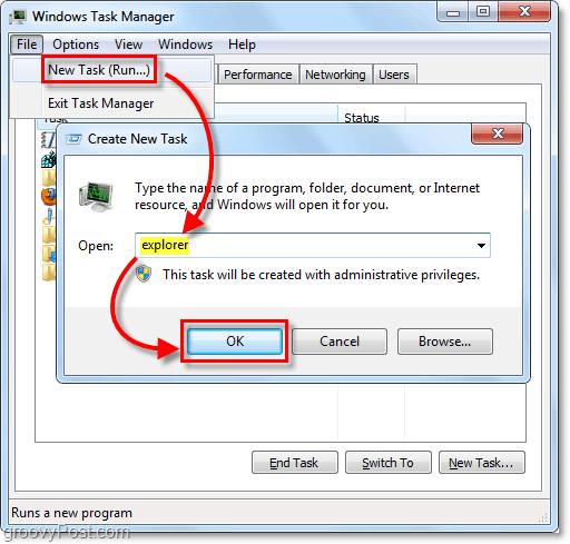 reiniciar el explorador en Windows 7 sin reiniciar el explorador abierto