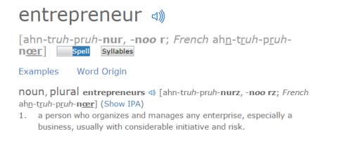 La definición de la palabra "emprendedor" es la idea de riesgo. 