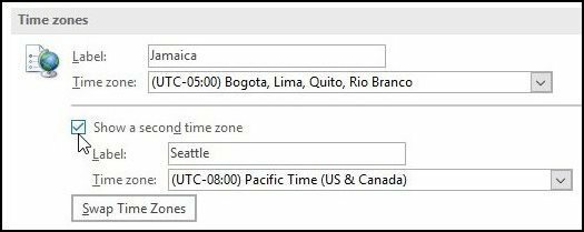 Cómo agregar una zona horaria adicional al calendario de Outlook 2016