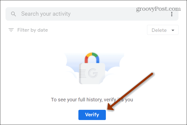 Verificar el botón del historial de búsqueda de Google