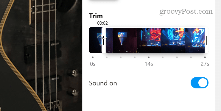 Sección de recorte de Instagram y sonido en la captura de pantalla del interruptor