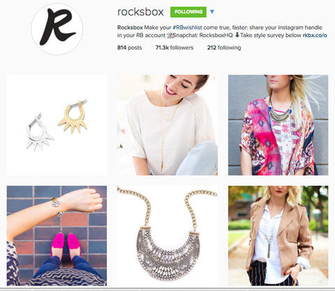 Rocksbox perfil de instagram