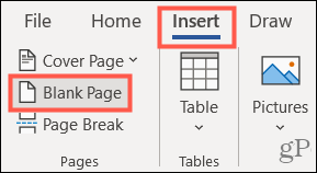 Insertar una página en blanco en Word