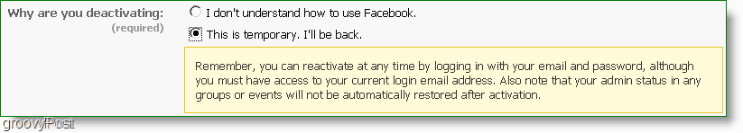 puedes reactivar facebook en cualquier momento, ¿es realmente esta desactivación?