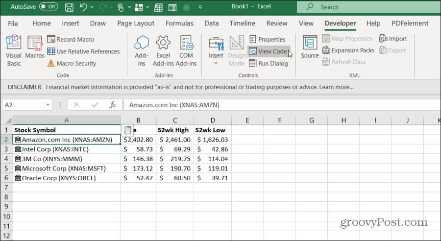 ver el código vba en excel