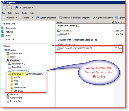 Ejemplo de montaje ISO de la unidad virtual MagicISO en Windows Server 2008