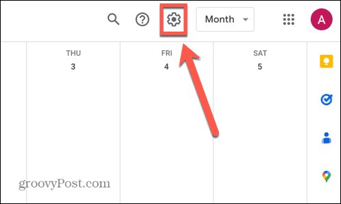 icono de configuración del calendario de google