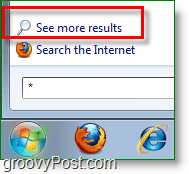 Captura de pantalla de Windows 7: ver más resultados