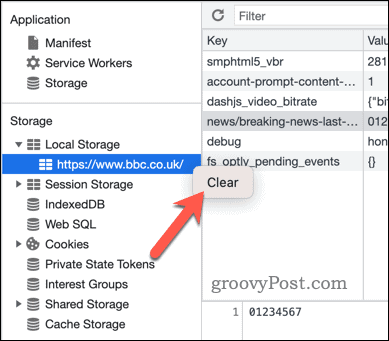 Borrar almacenamiento local para un dominio en las herramientas para desarrolladores de Google Chrome