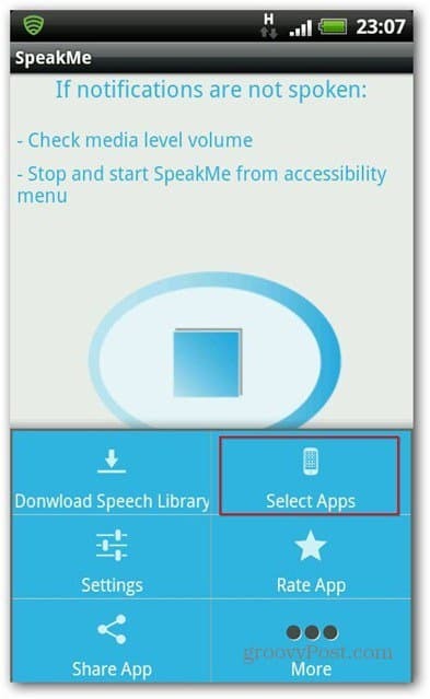 SpeakMe para aplicaciones seleccionadas de Android