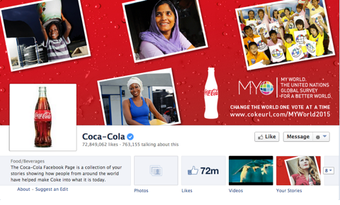 página de facebook de coca cola