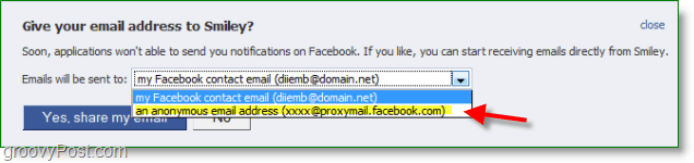 Captura de pantalla de correo electrónico no deseado de Facebook: el proxy no es la configuración predeterminada