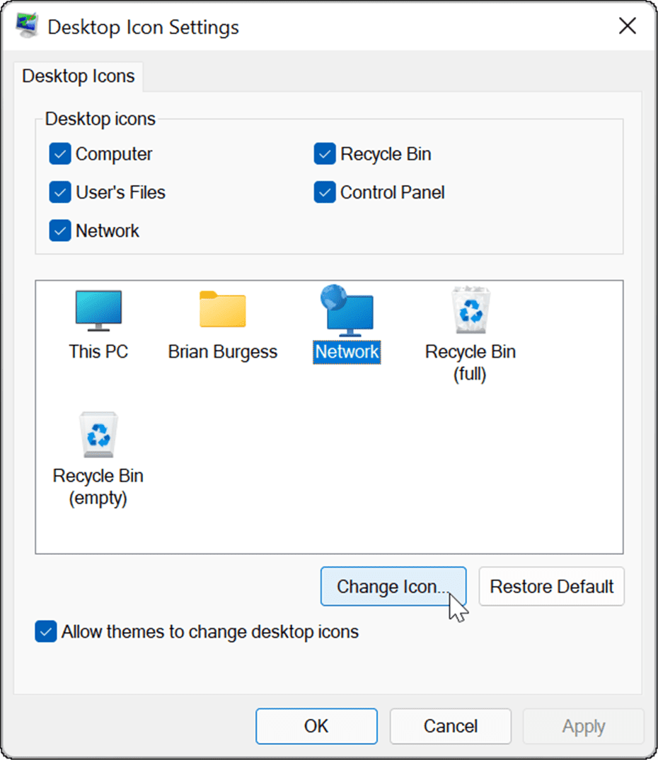 recuperar iconos de escritorio heredados en Windows 11