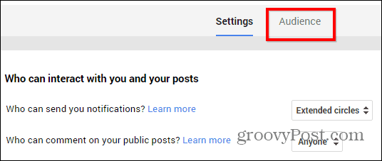 Audiencia de configuración de restricción de publicaciones de Google+