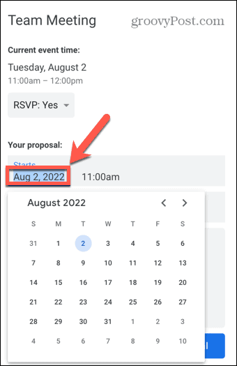 calendario de google nueva fecha