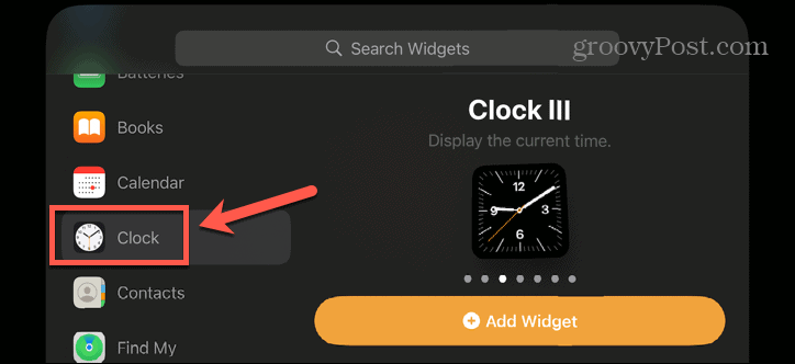 Widgets de reloj de espera de iPhone