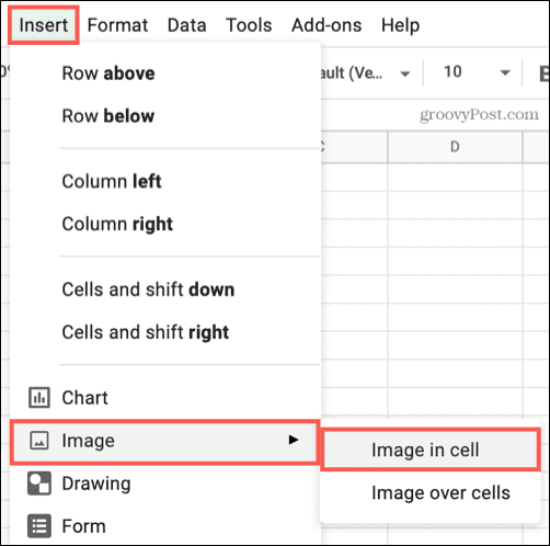 Insertar imagen en celda en Google Sheets