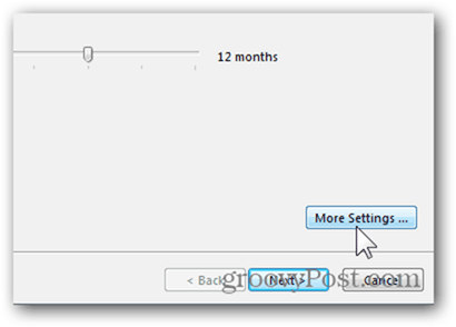 Agregar buzón Outlook 2013 - Haga clic en Más configuraciones