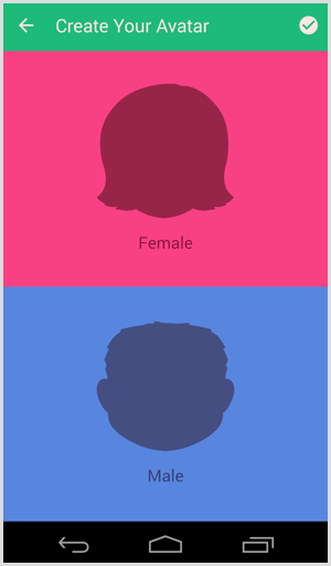 bitmoji elige avatar y género