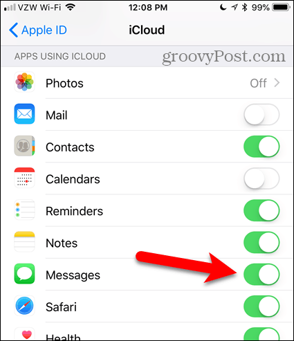 Active Mensajes en iCloud en iOS
