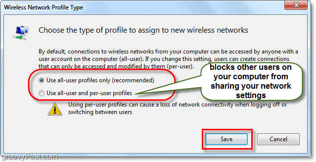 administrar el tipo de perfil de red de Windows 7