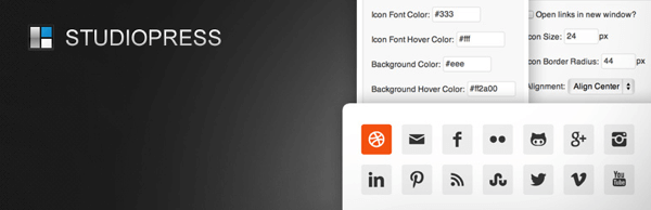 Simple Social Icons es un complemento fácilmente personalizable que le permite publicar enlaces a sus canales sociales en su blog.