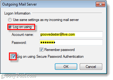 servidor saliente de Windows Live Mail