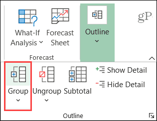 Agrupar columnas y filas en Excel en Windows