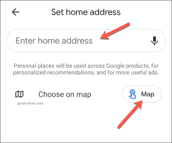 Configuración de la dirección de casa de Google Maps en el móvil