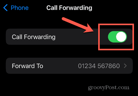 Alternar desvío de llamadas de iPhone