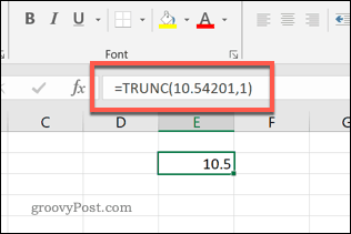 La función TRUNC en Excel a un decimal
