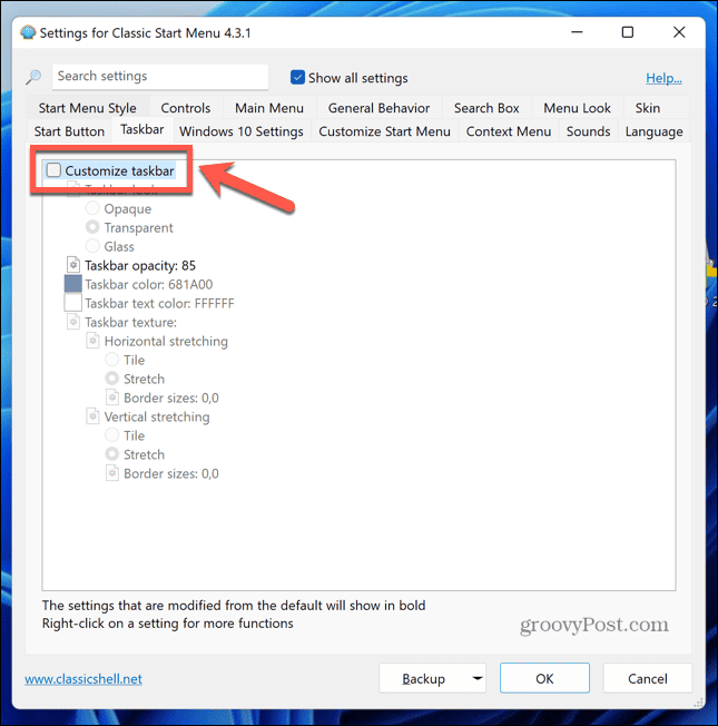 Windows 11 Classic Shell personalizar barra de tareas