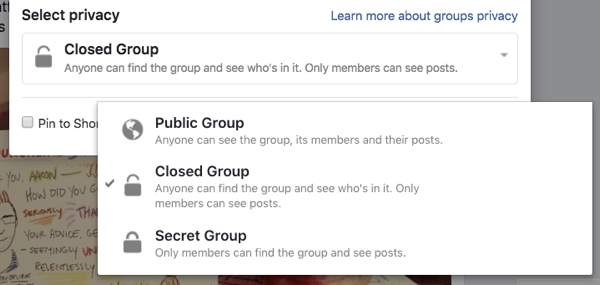 Cada grupo de Facebook puede ser público, cerrado o secreto.
