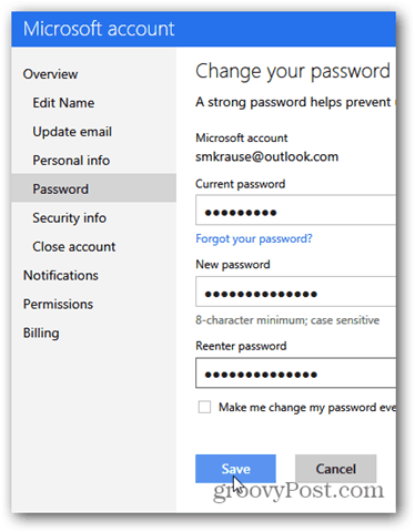 Cómo cambiar la contraseña de su cuenta de correo electrónico de Outlook.com