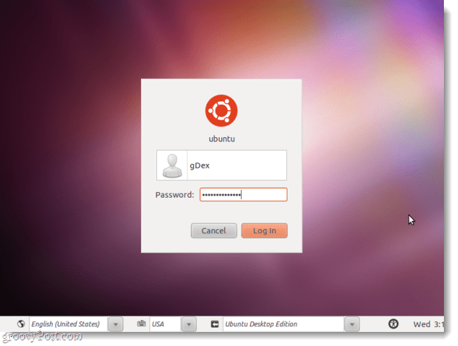 pantalla de inicio de sesión de ubuntu